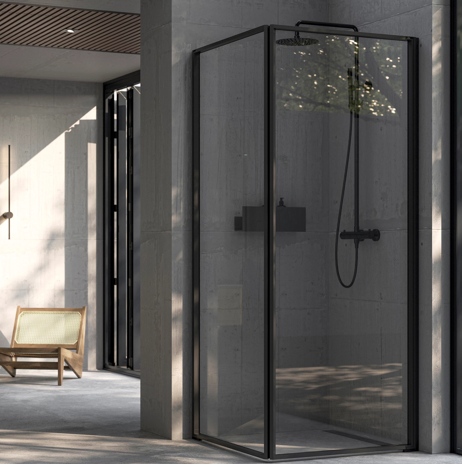 ART212002199 - Edge 12 dusjhjørne, klar/Onyx - 