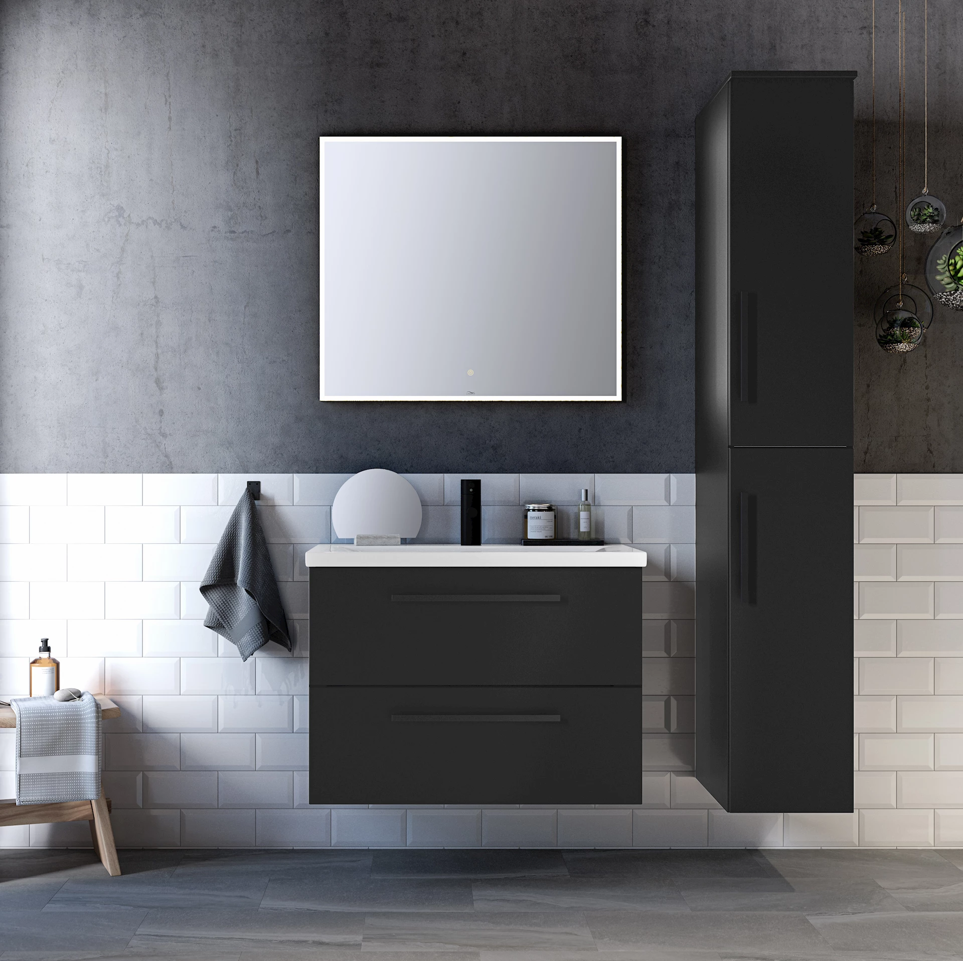 ART172H - Ingrid 80 m/høyskap Sort matt - 